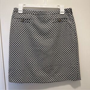 LOFT Black and White Patterned Pencil Skirt